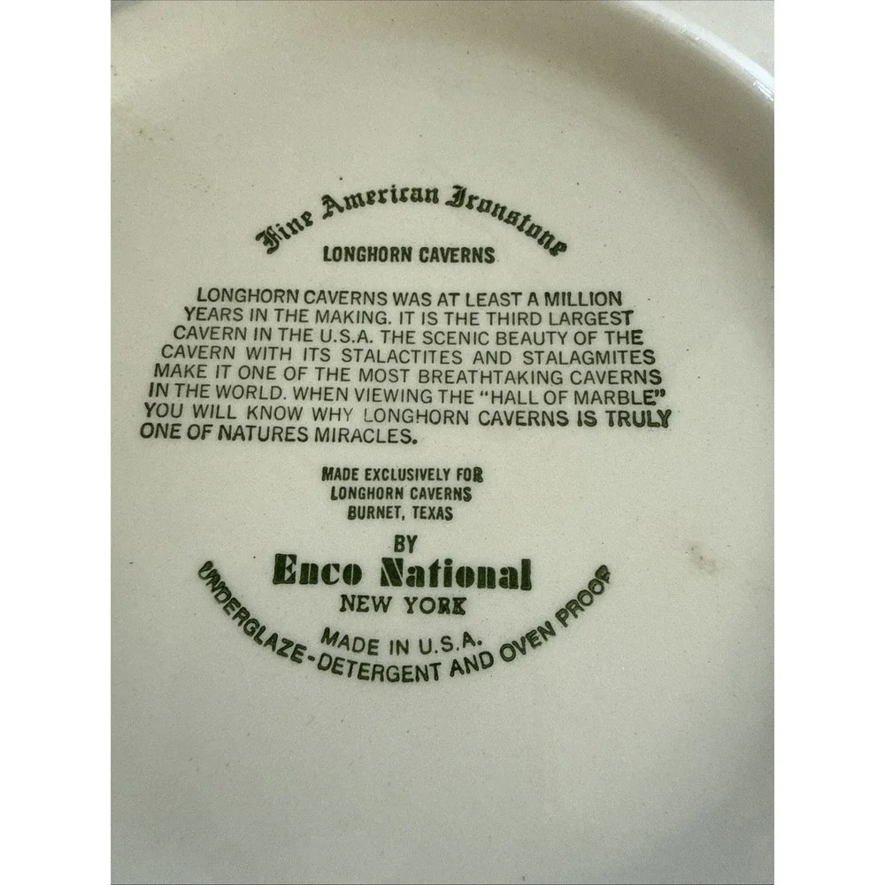 VINTAGE 1940-50s BURNET TEXAS LONGHORN CAVERN SOUVENIR PLATE